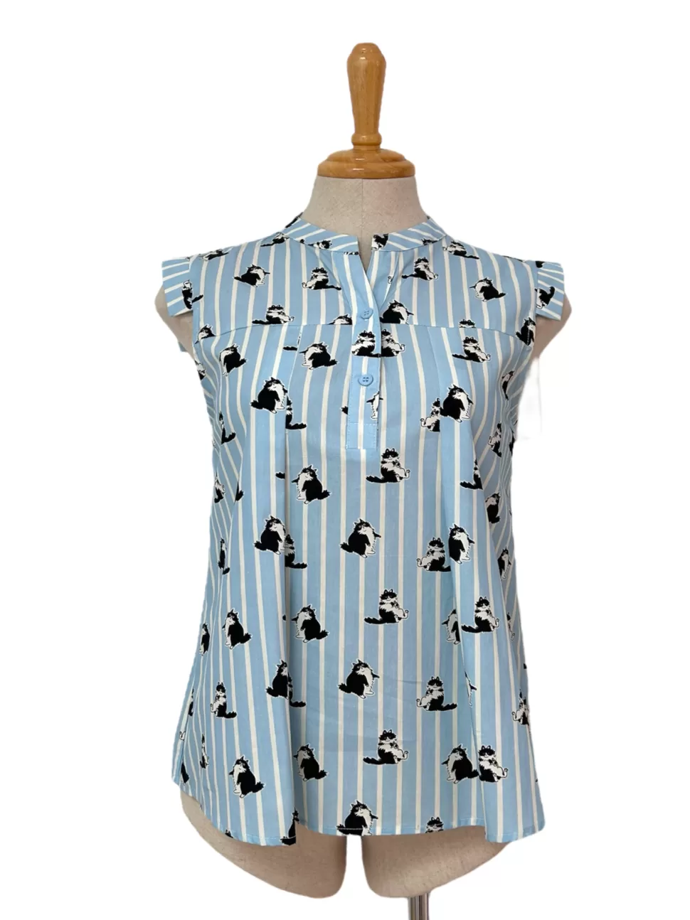 Best Sale Origami Doll A life in the wood top - black cat blue stripes