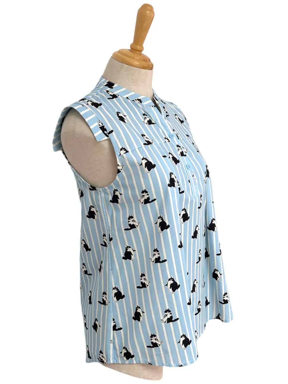 Best Sale Origami Doll A life in the wood top - black cat blue stripes