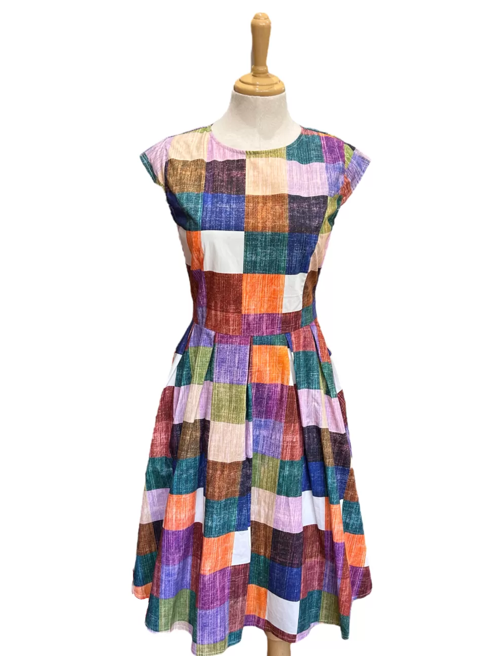 New Origami Doll Beatrice Dress - Rainbow Check