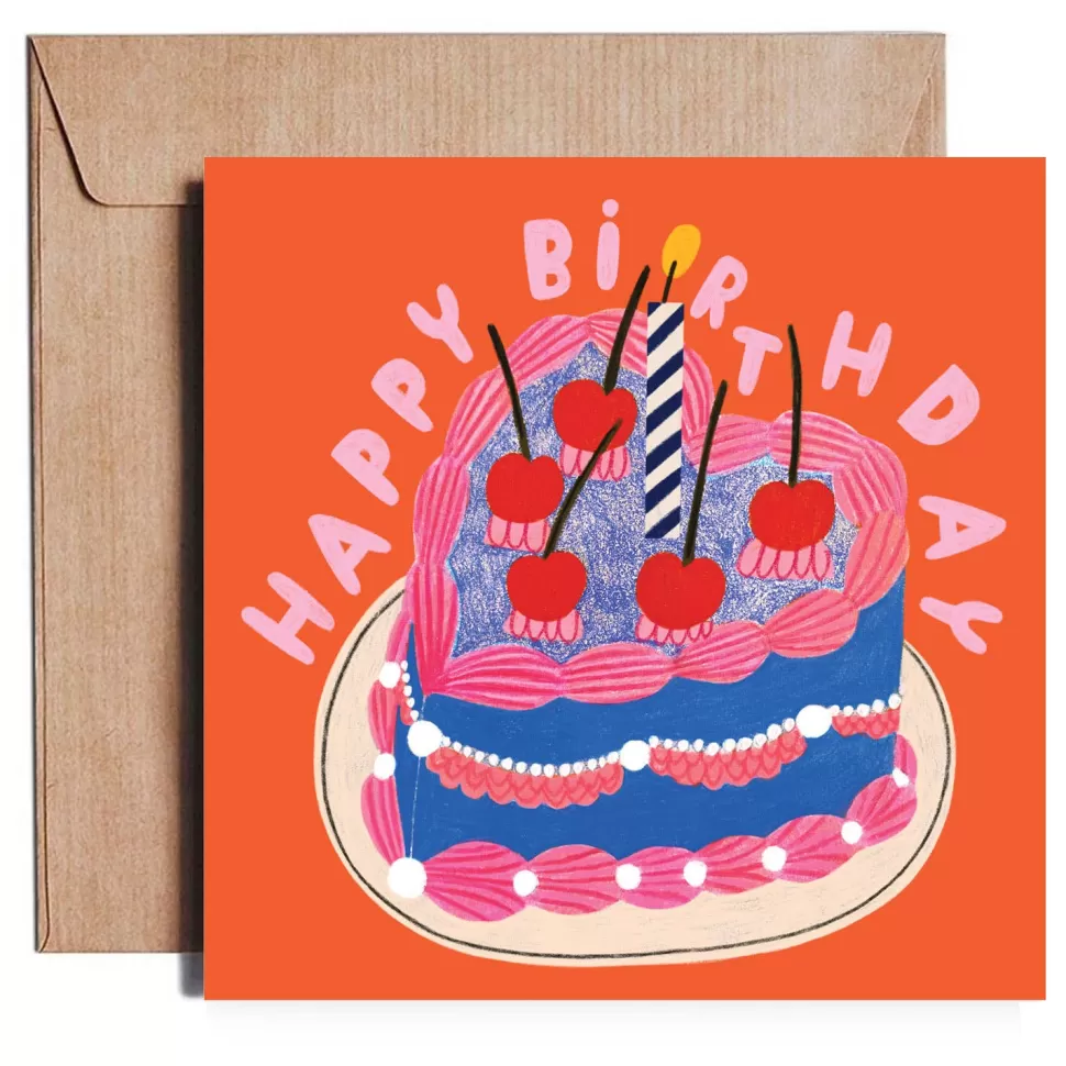 Hot Origami Doll BIRTHDAY CAKE card