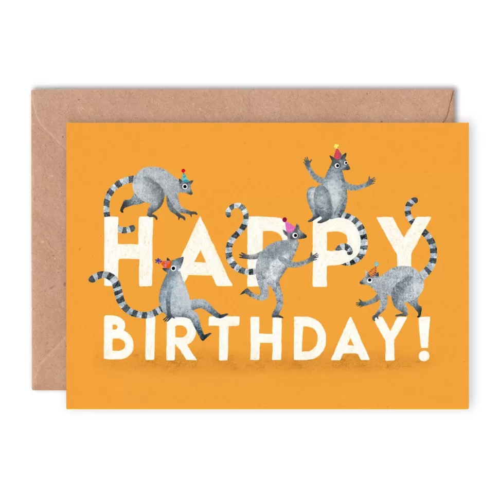 New Origami Doll Birthday Lemurs Single Greeting Card