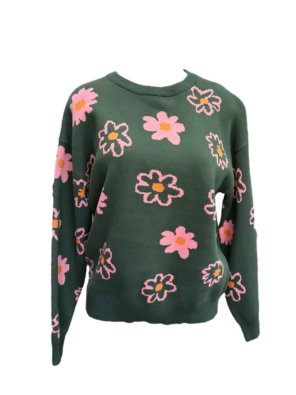 Cheap Origami Doll Bloomed Flower Knit Pullover