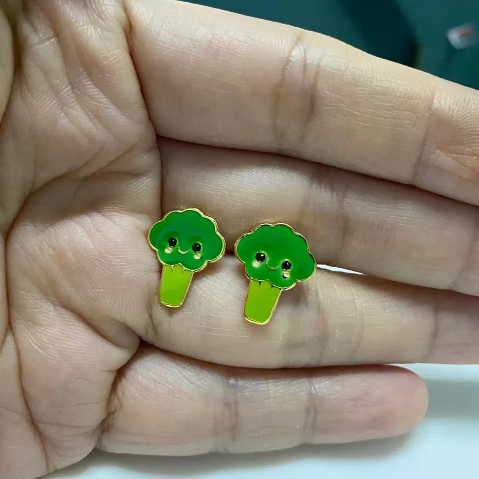 Online Origami Doll Broccoli Earring