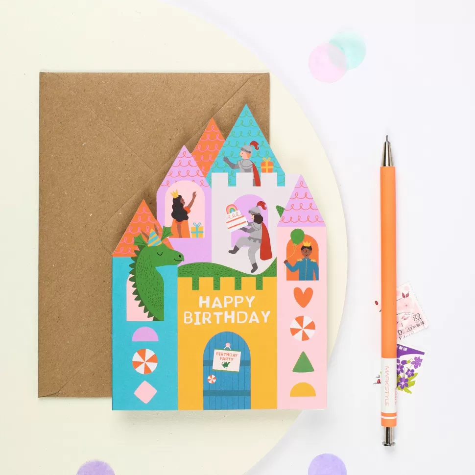 Clearance Origami Doll Castle Birthday Card