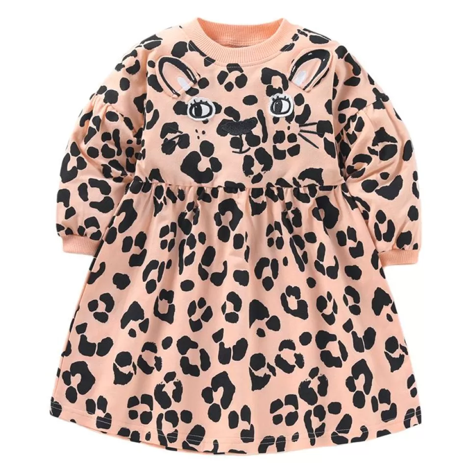 Online Origami Doll Cheetah cotton girl dress