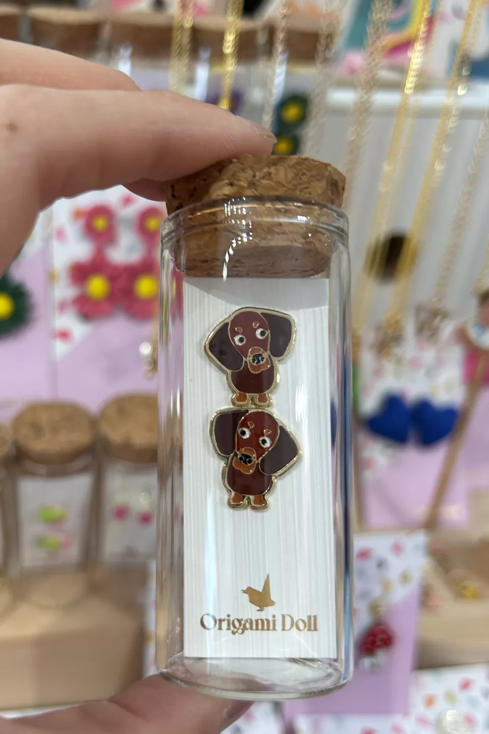 Cheap Origami Doll Dachshund Earring