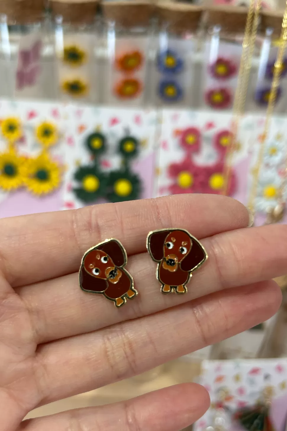 Cheap Origami Doll Dachshund Earring