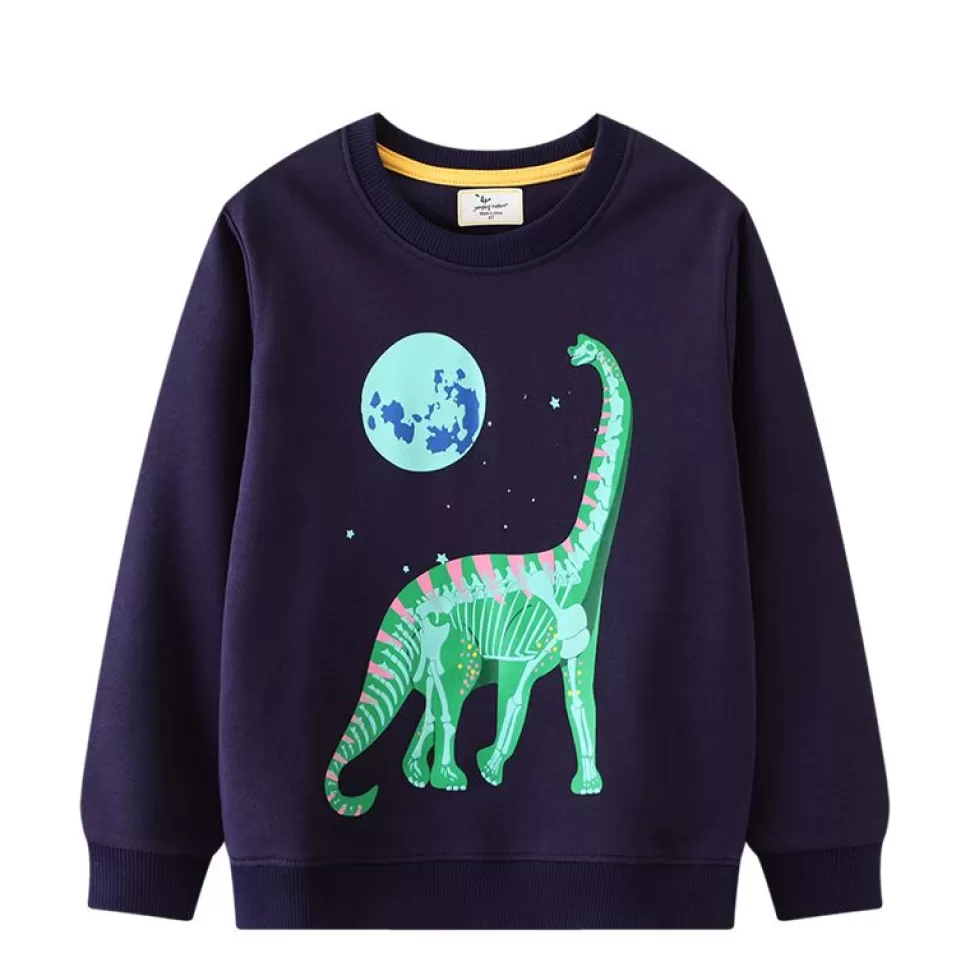 Flash Sale Origami Doll Dinosaur and moon glow in the dark pullover