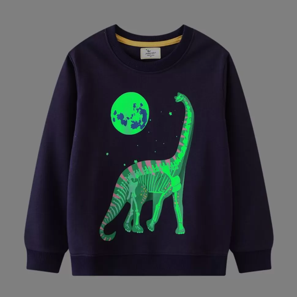 Flash Sale Origami Doll Dinosaur and moon glow in the dark pullover