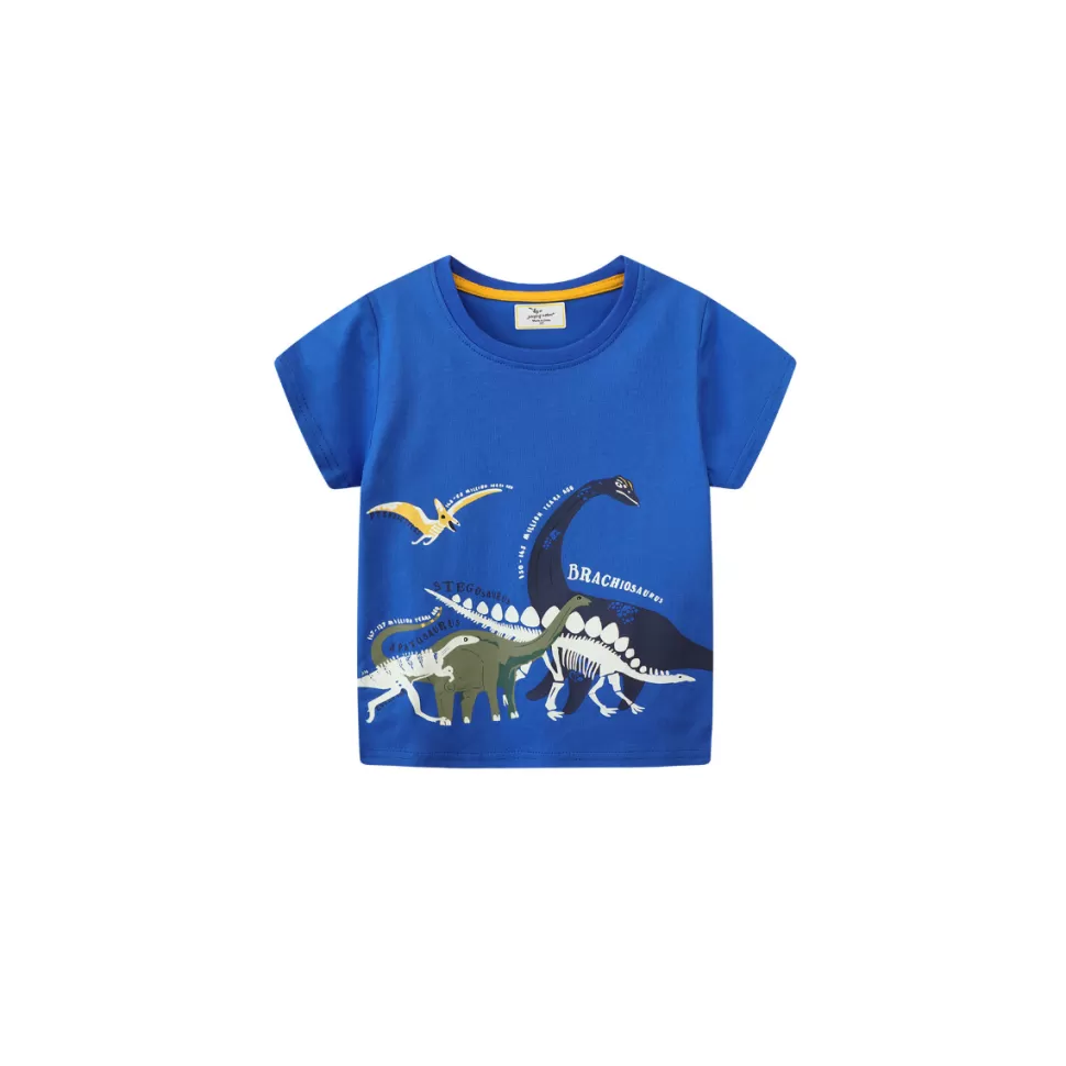 Online Origami Doll Dinosaur blue glow in the dark kids tee