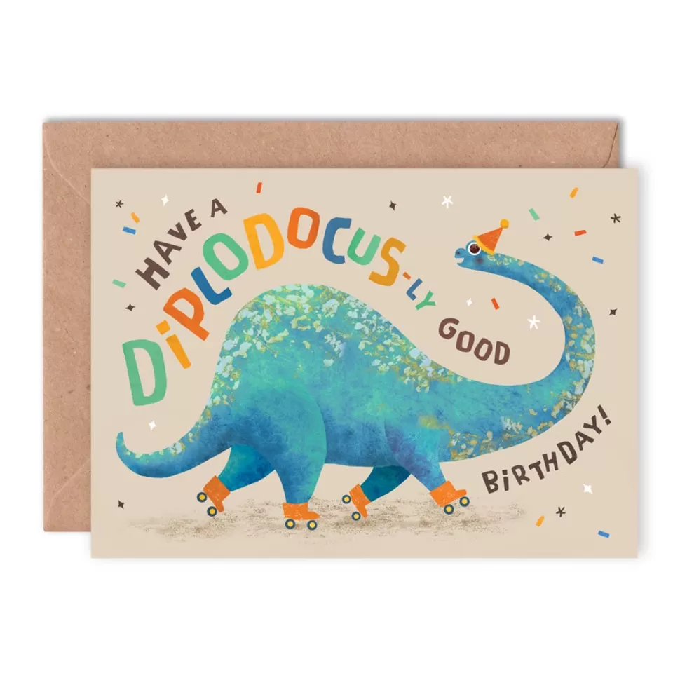 Hot Origami Doll Diplodocus-ly Good Birthday Card