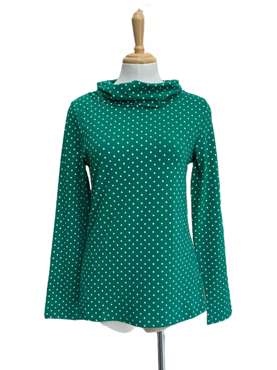 Discount Origami Doll Emma cowl neck top - green polkadot