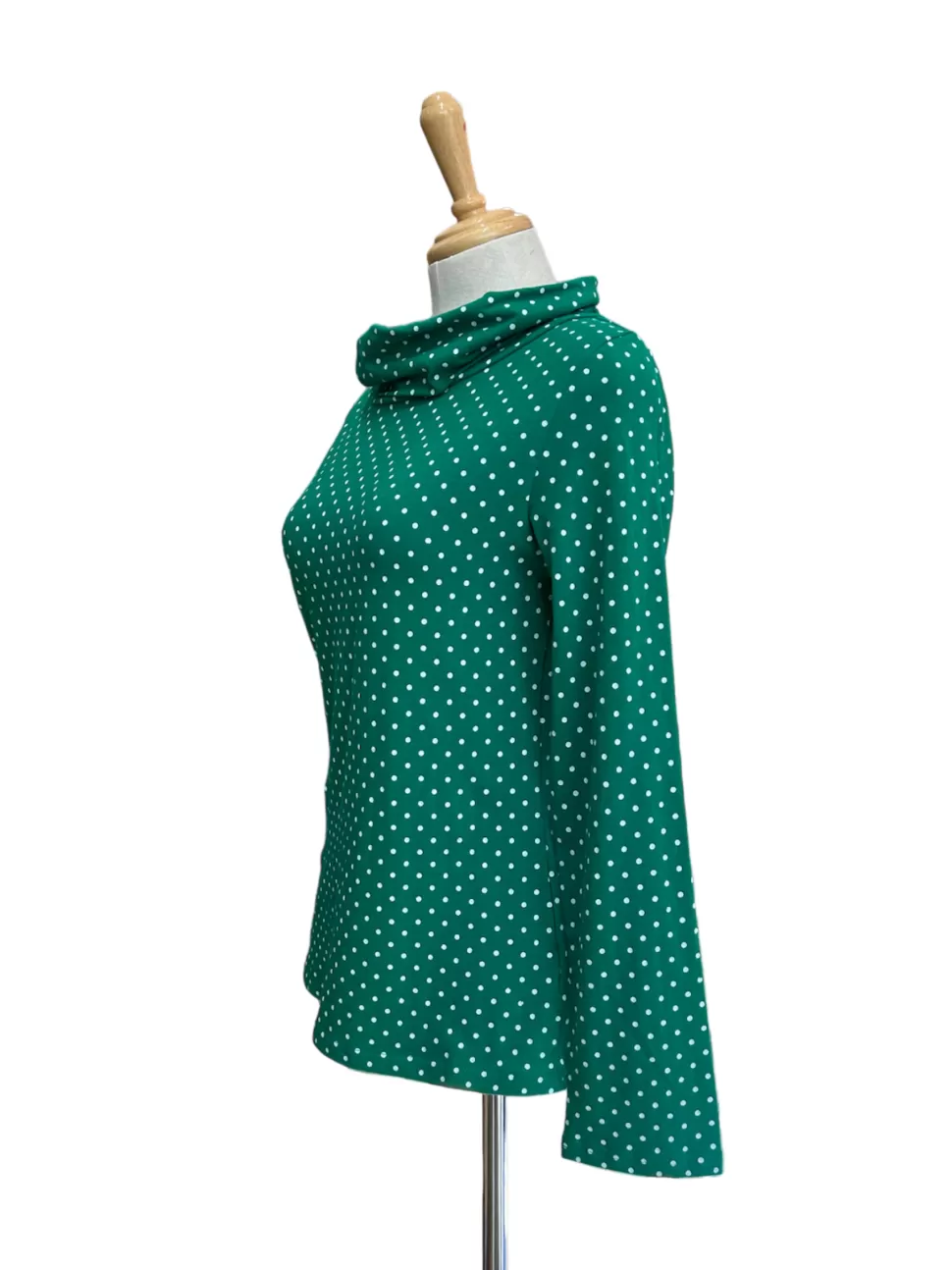 Discount Origami Doll Emma cowl neck top - green polkadot