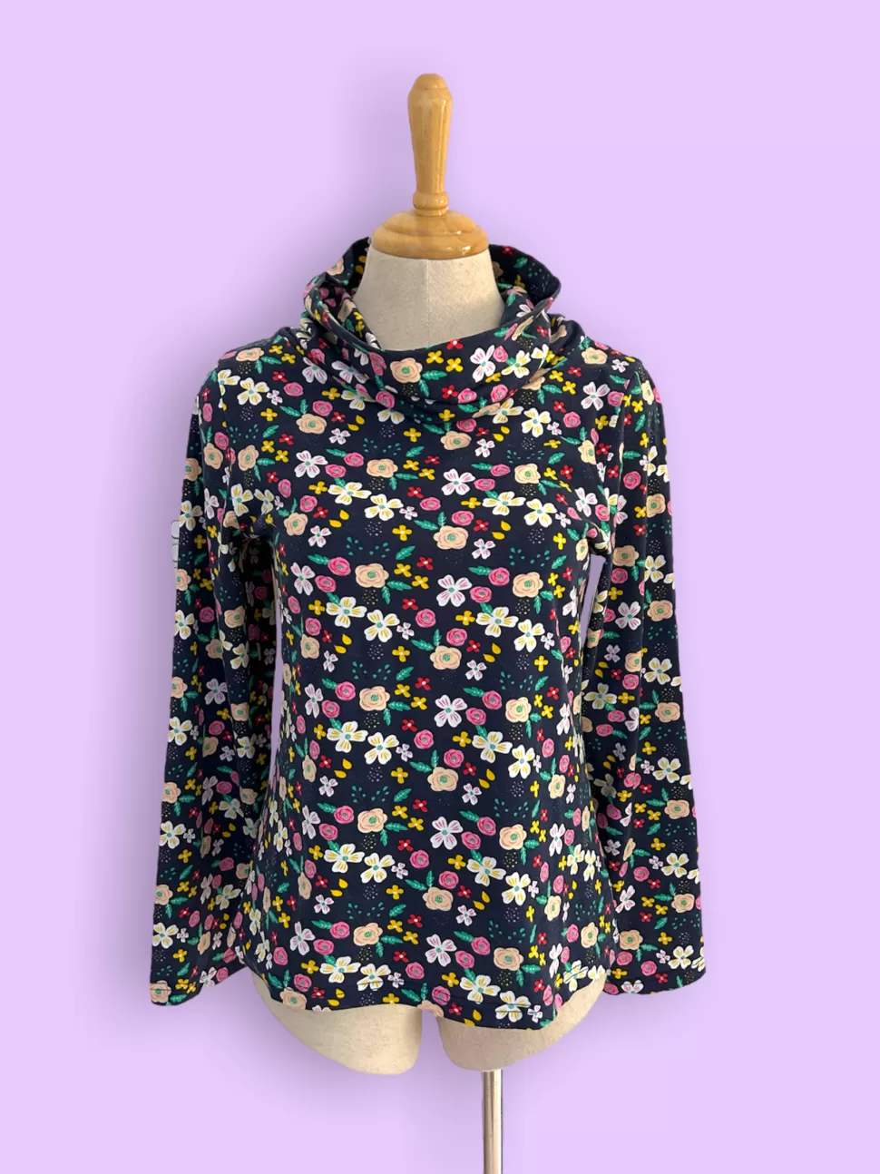 Best Sale Origami Doll Emma cowl neck top - Navy Floral