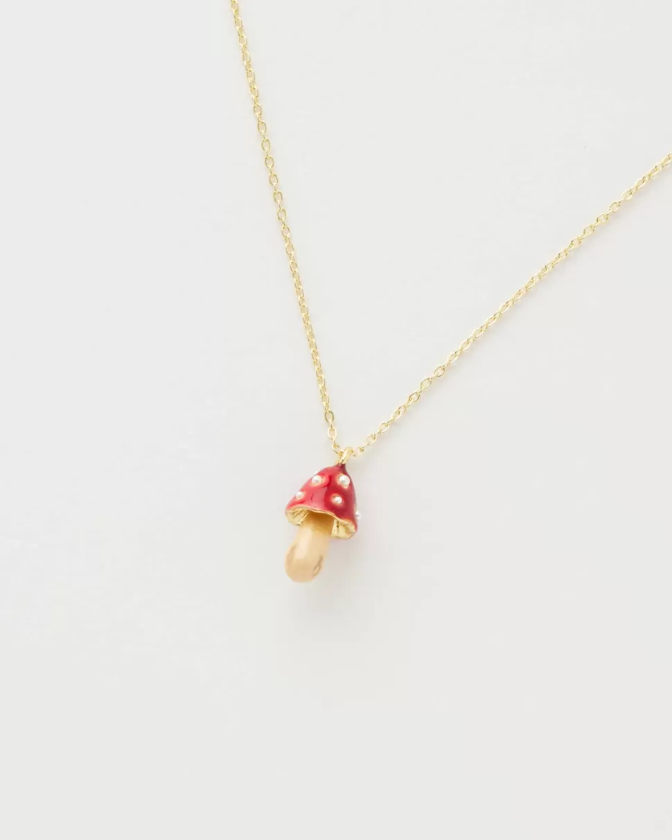 Hot Origami Doll FABLE Enamel Mushroom Necklace