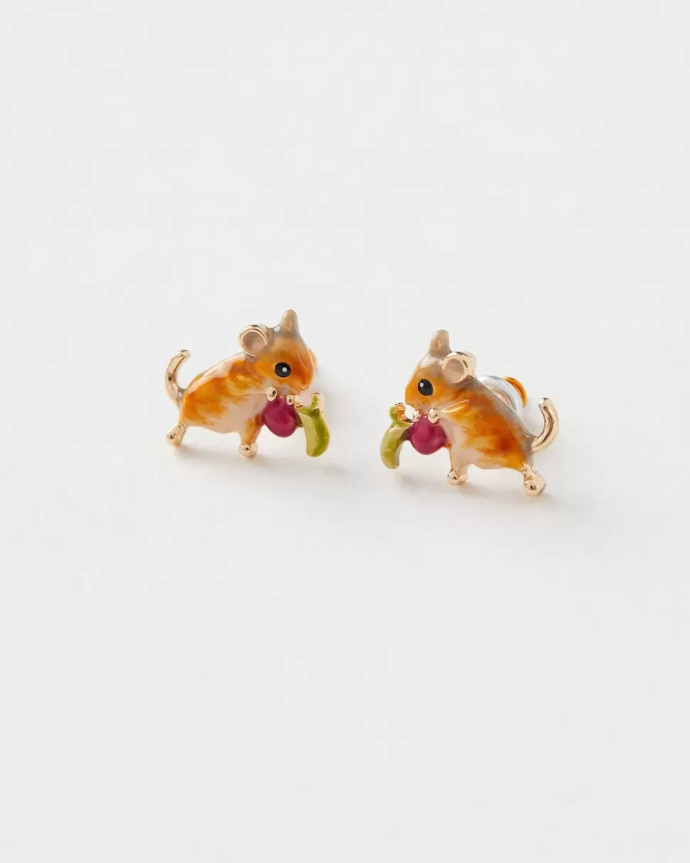 Sale Origami Doll Fable Enamel Vole Stud Earrings: Matchbox