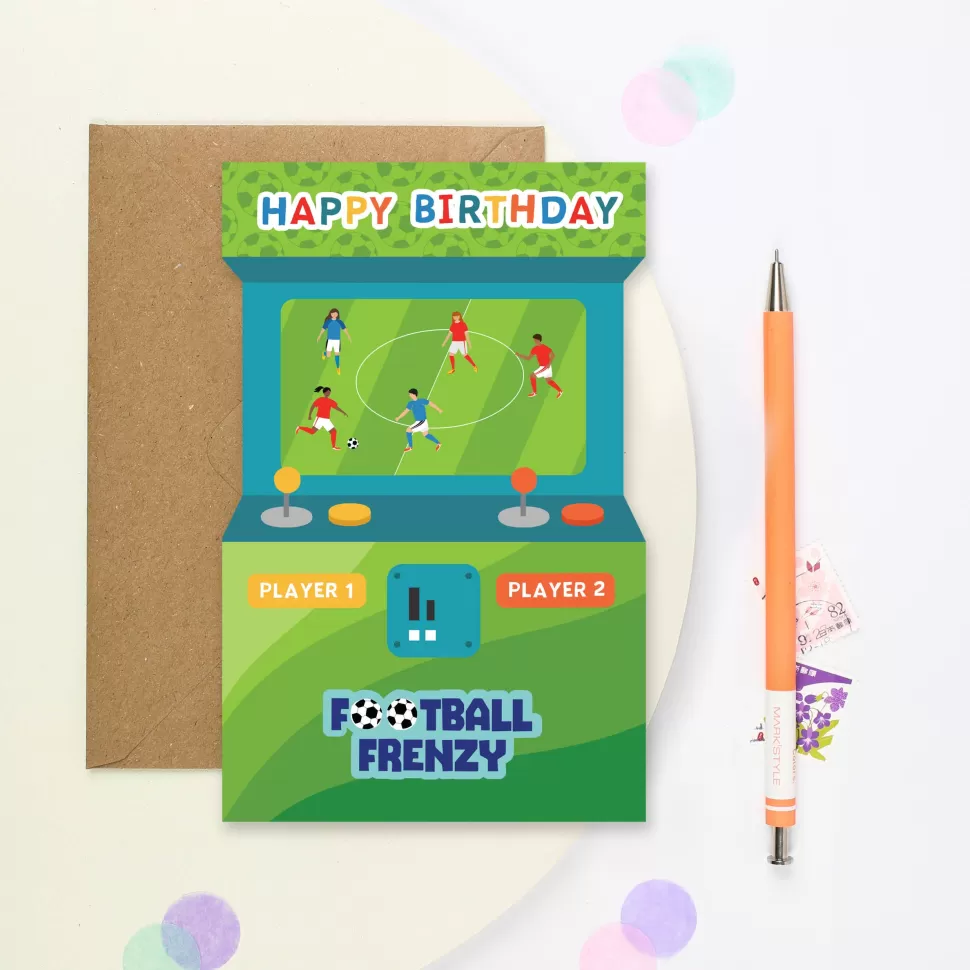 Fashion Origami Doll Football Frenzy Arcade Birthday Card