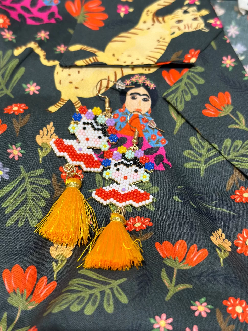 Shop Origami Doll Frida Kahlo Beaded Handmade Earring