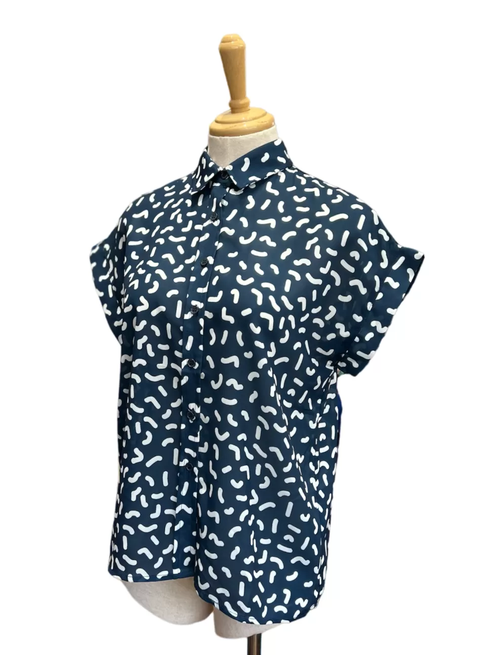 Fashion Origami Doll Fun Squiggles Top - Navy (CLEARANCE SALE)