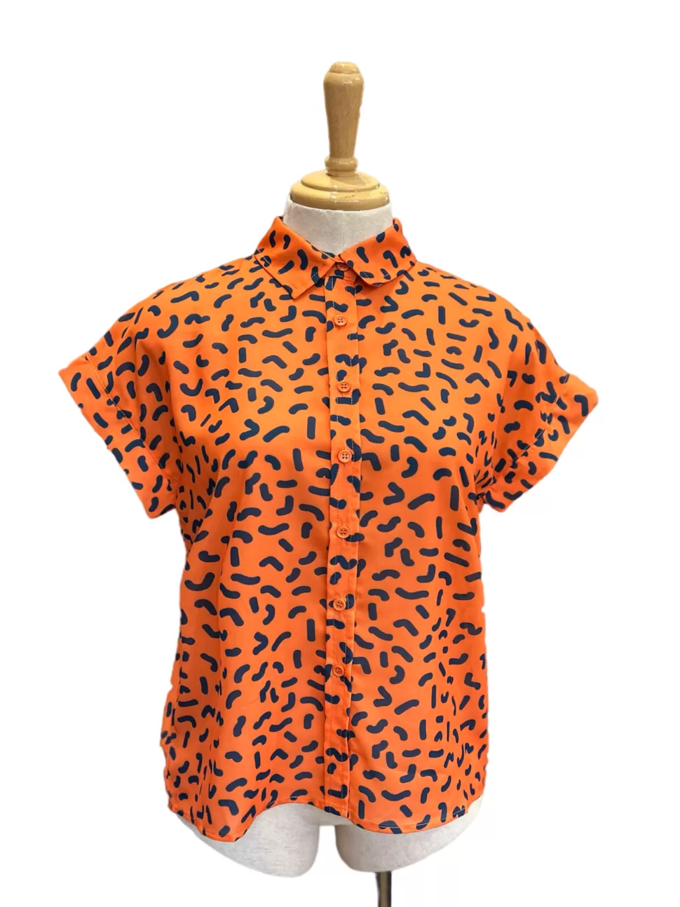 Flash Sale Origami Doll Fun Squiggles Top - Orange (CLEARANCE SALE)