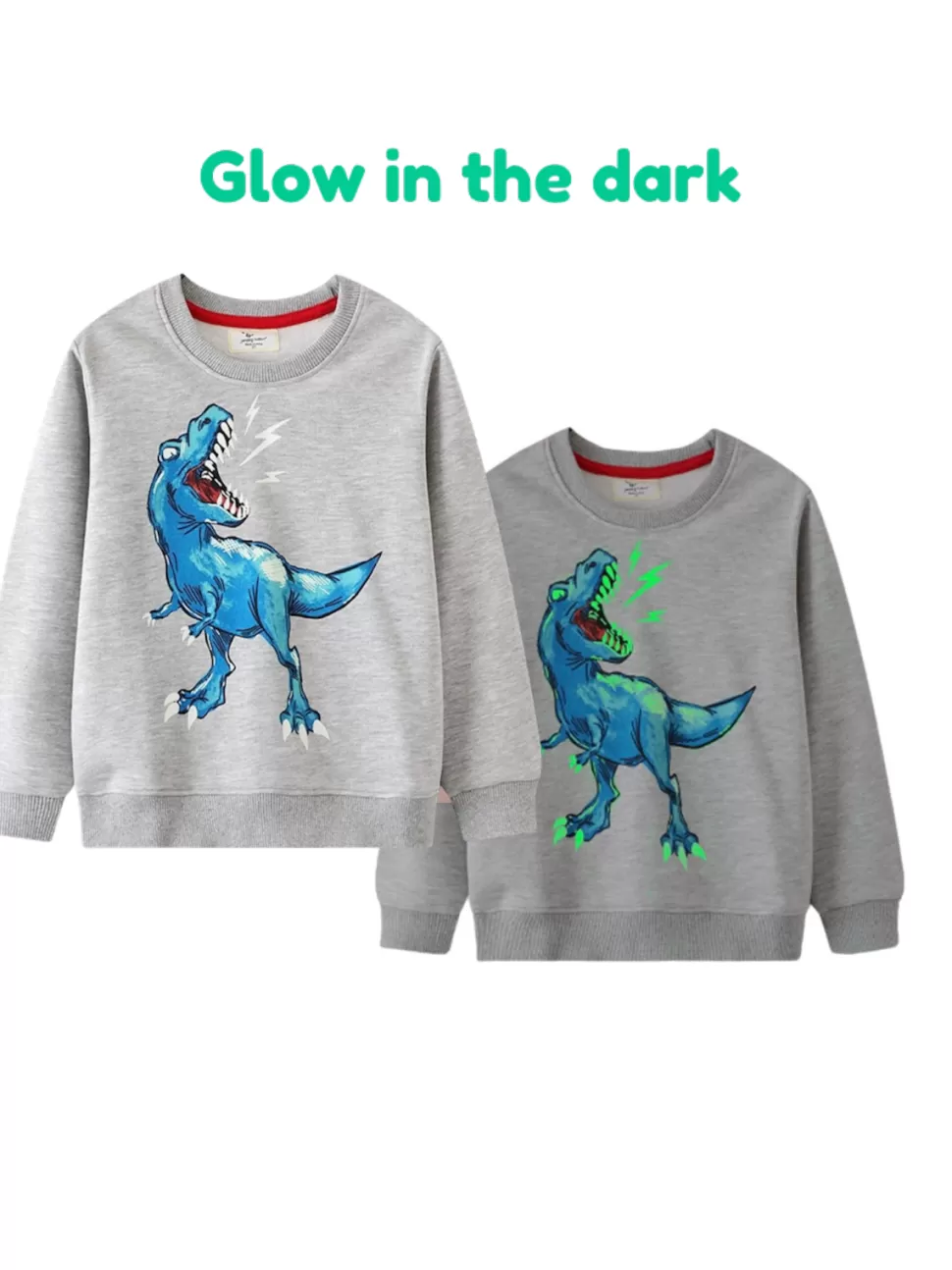 Shop Origami Doll glow in the dark dinosaur grey pullover