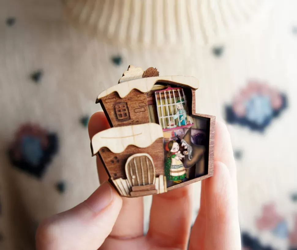 New Origami Doll Hansel and Gretel Brooch by Laliblue