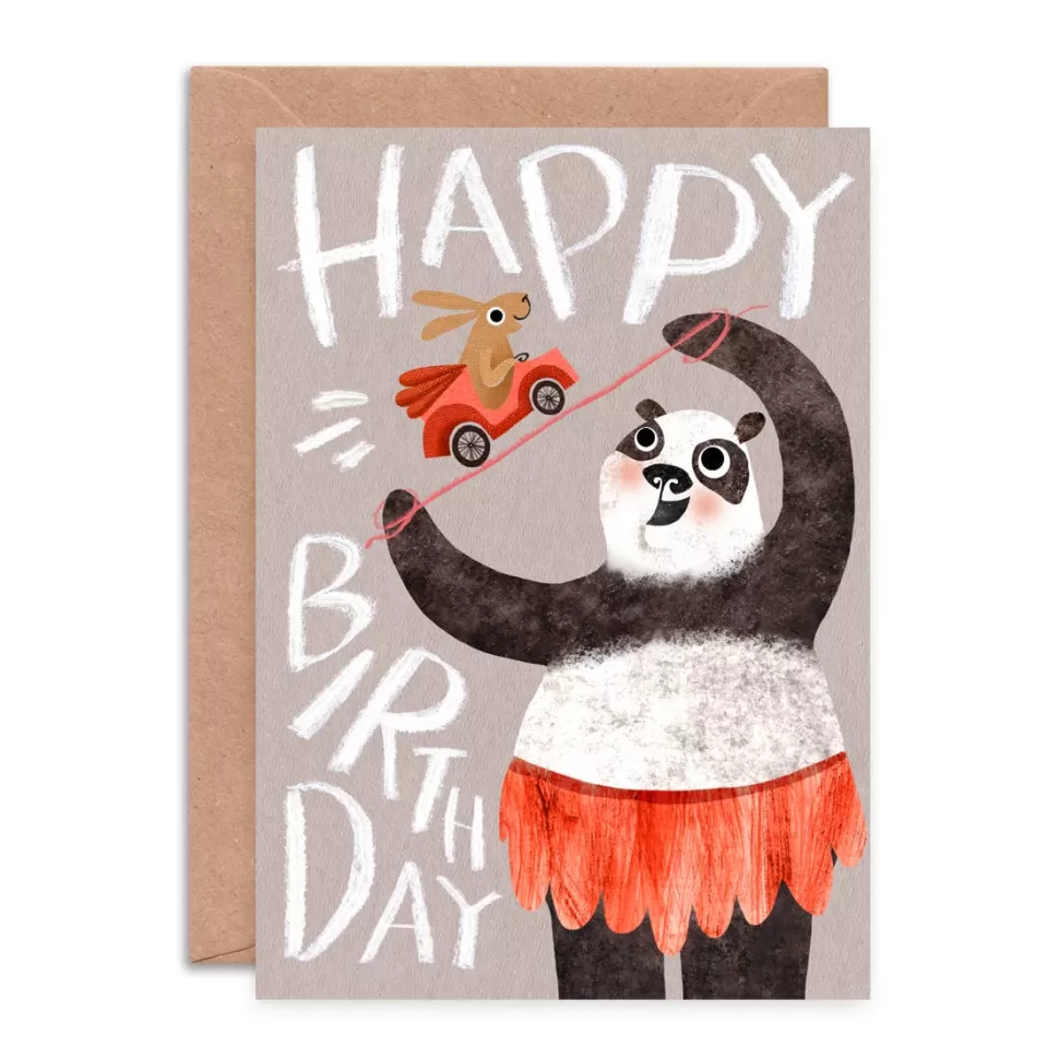 Clearance Origami Doll Happy Birthday Panda Single Greeting Card