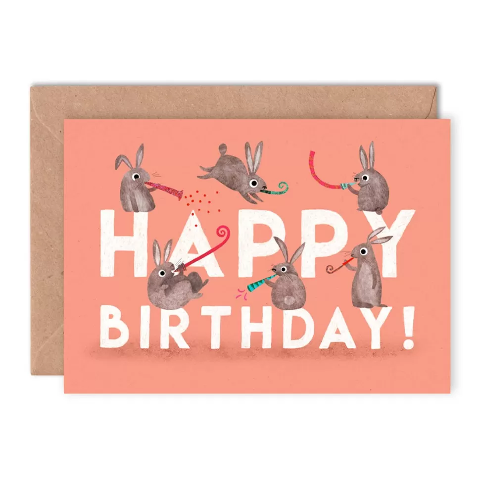 Clearance Origami Doll Happy Birthday Rabbits Greeting Card