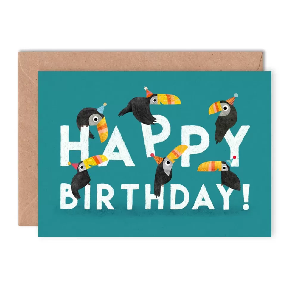 Cheap Origami Doll Happy Birthday Toucan Greeting Card