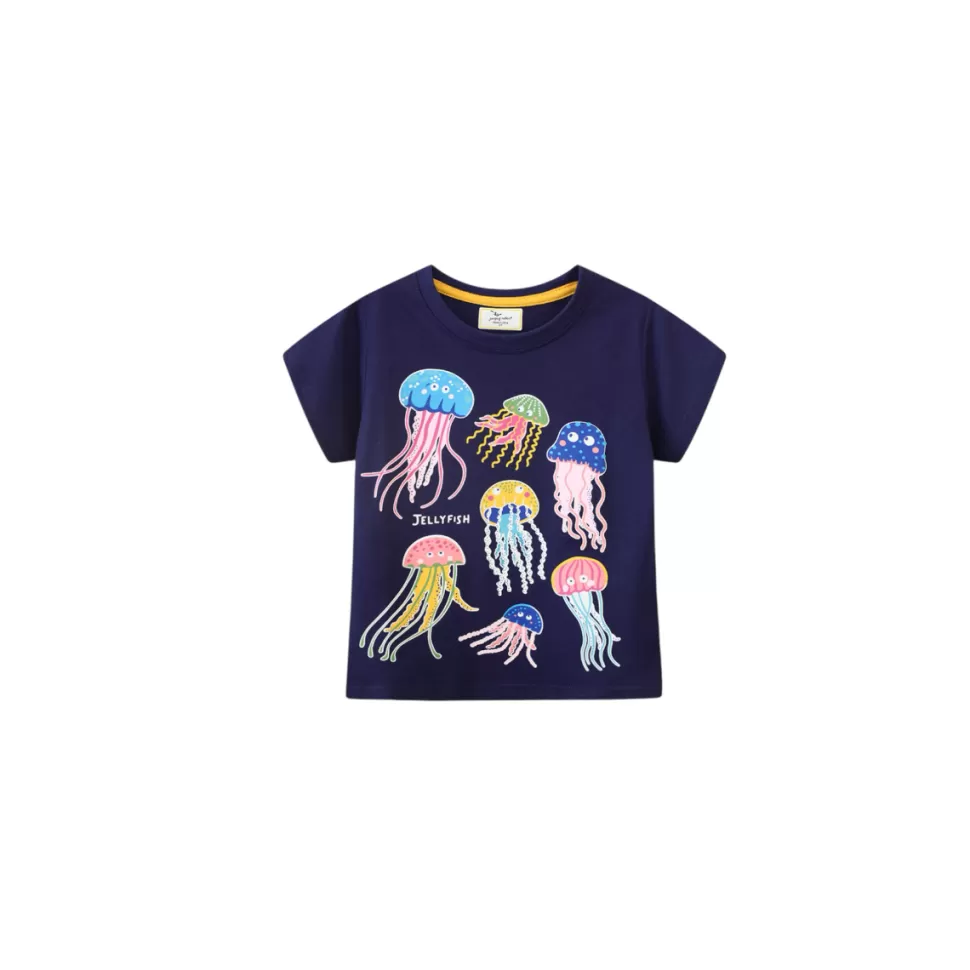 Cheap Origami Doll Jellyfish glow in the dark kids tee