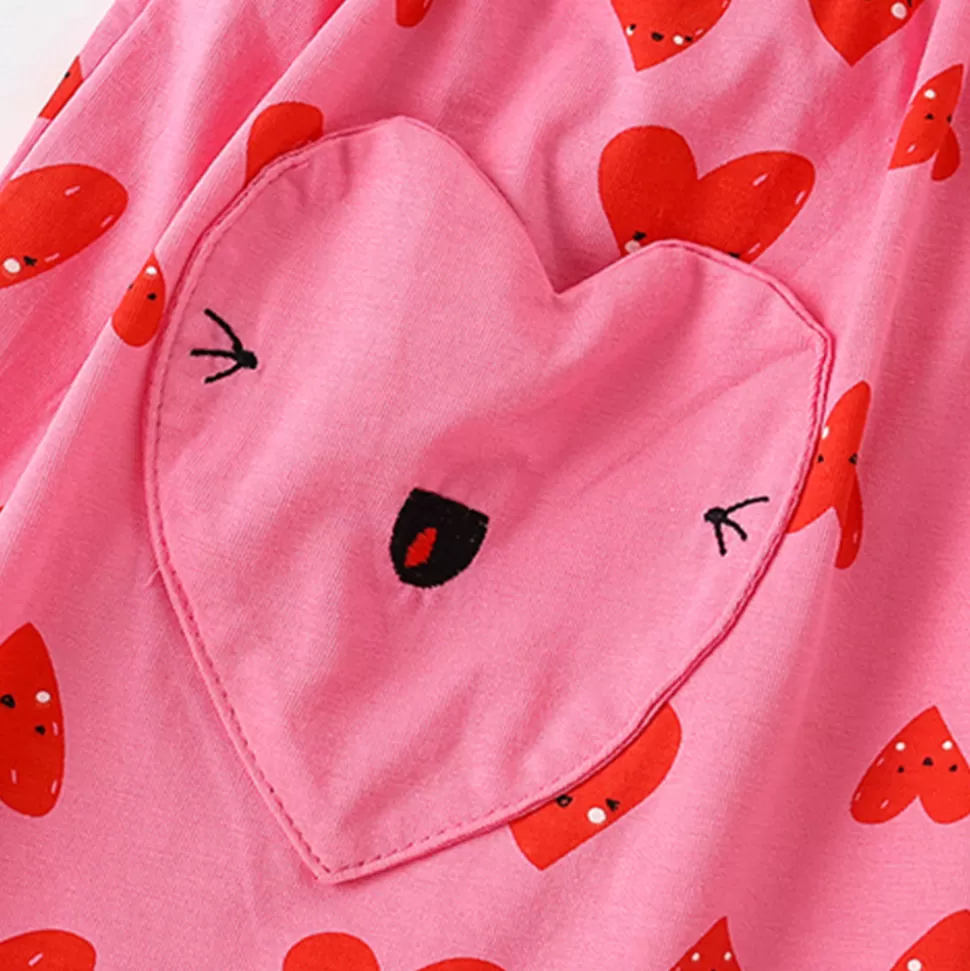 Online Origami Doll Kawaii Love heart Pink Dress