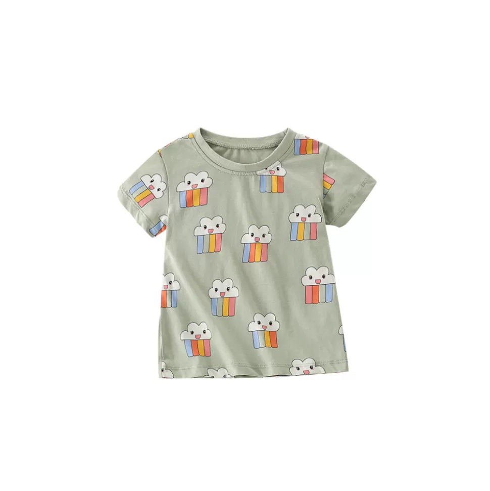 Fashion Origami Doll Kawaii rainbow kids tee