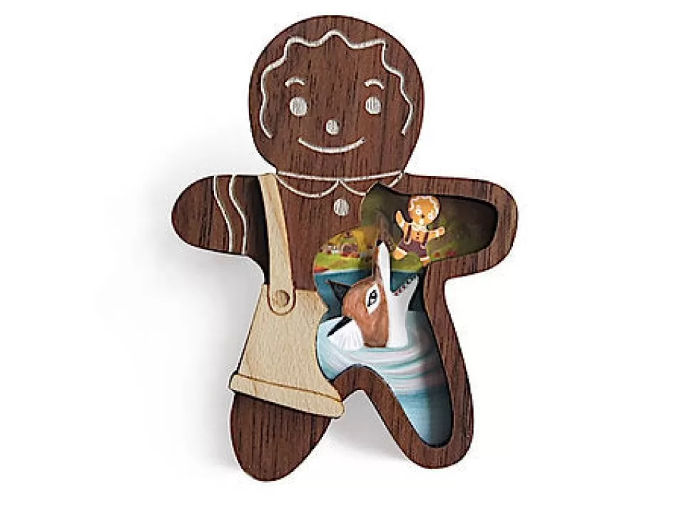 Shop Origami Doll Laliblue Gingerbread Man Brooch by Laliblue