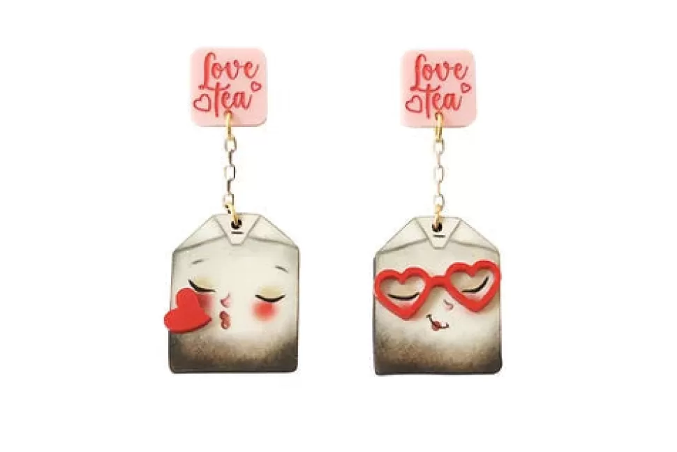 Outlet Origami Doll Laliblue Love Tea Earrings