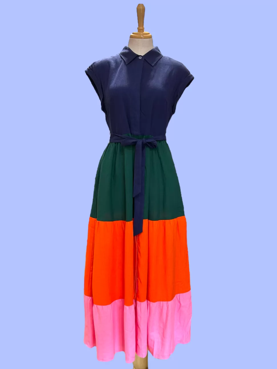 Fashion Origami Doll Marley Dress - block colour linen