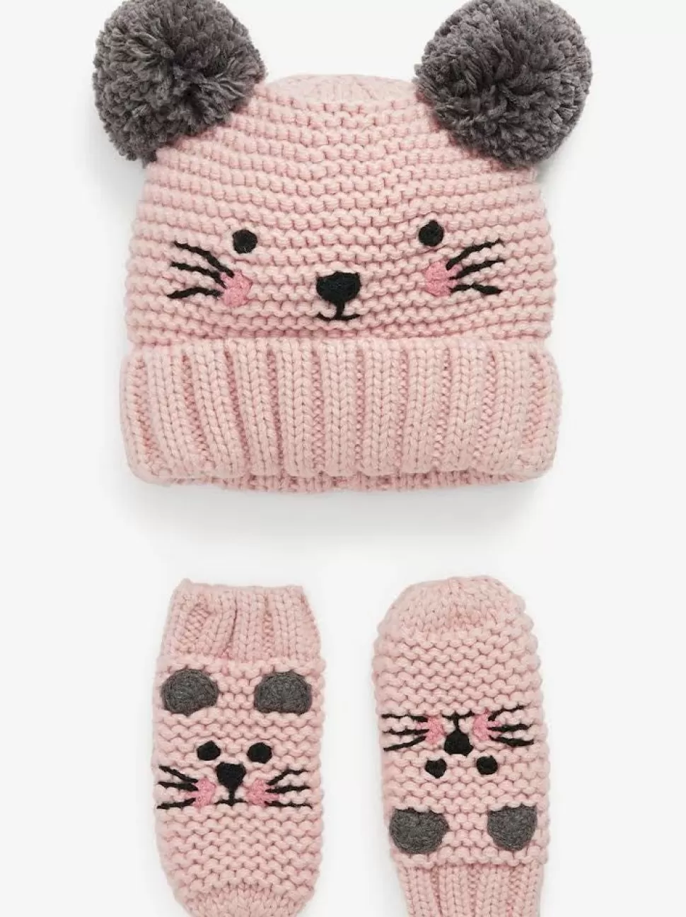 Store Origami Doll Meow beanie and mitten kids set