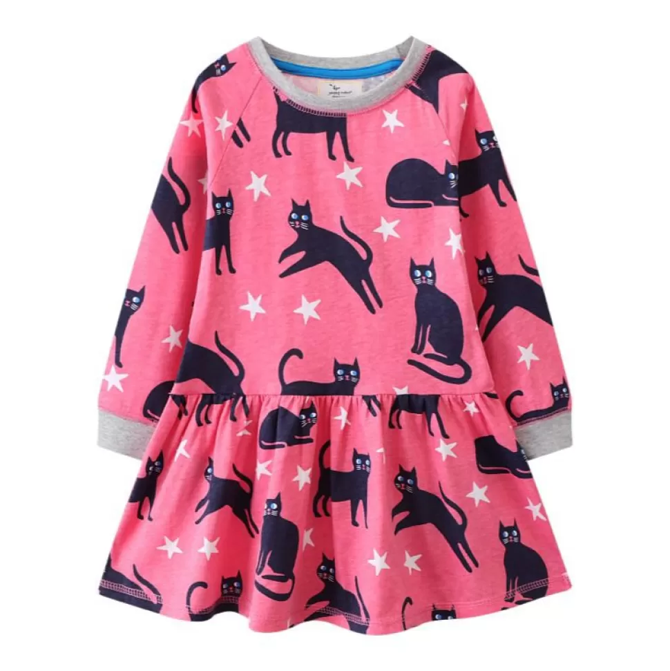 Cheap Origami Doll Meow long sleeve cotton girl dress