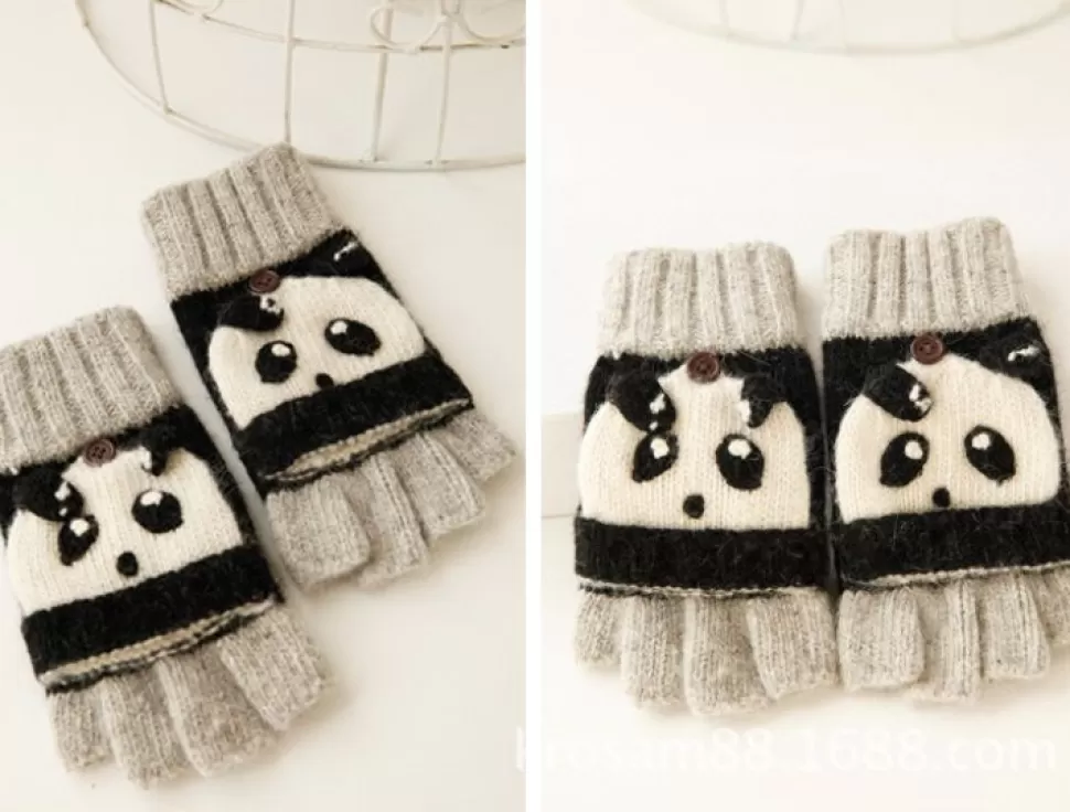 Outlet Origami Doll Panda Kids Wool Mitten