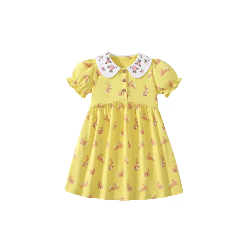 Fashion Origami Doll Peterpan collar rabbit kids Dress