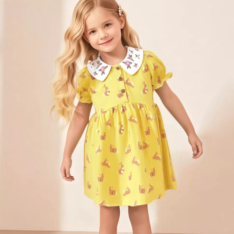 Fashion Origami Doll Peterpan collar rabbit kids Dress