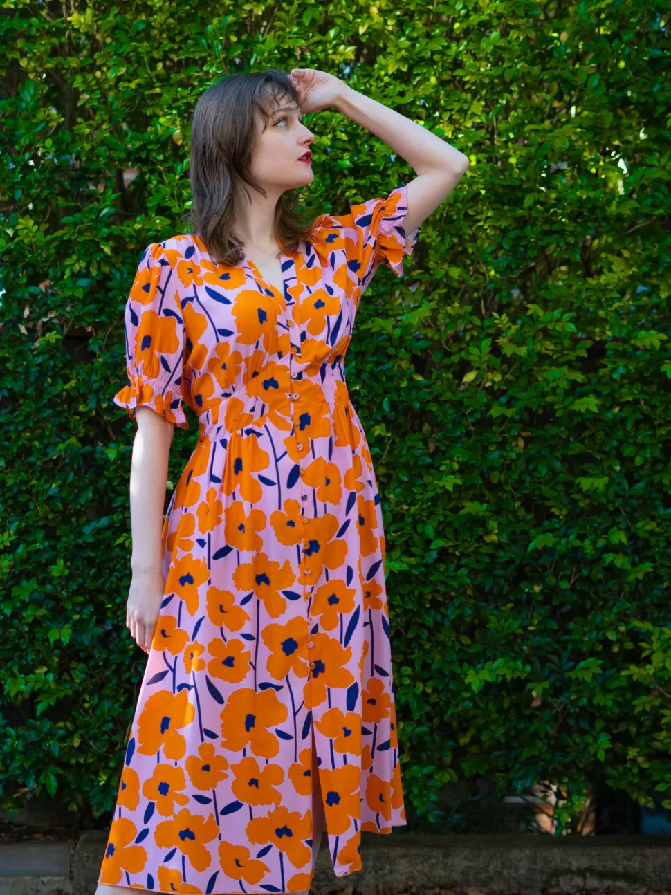 Shop Origami Doll Phoebe Dress - Floral orange