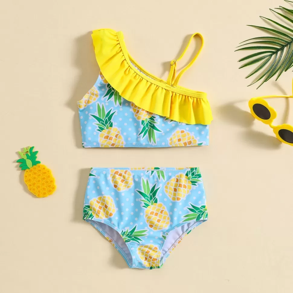 Outlet Origami Doll Pineapples print kids 2 pcs swimsuit