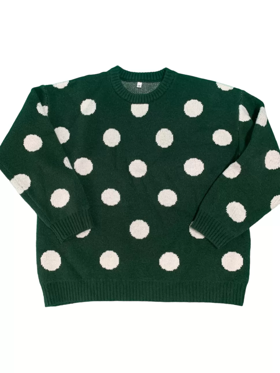 Shop Origami Doll Polkadot Knit Pullover - Green