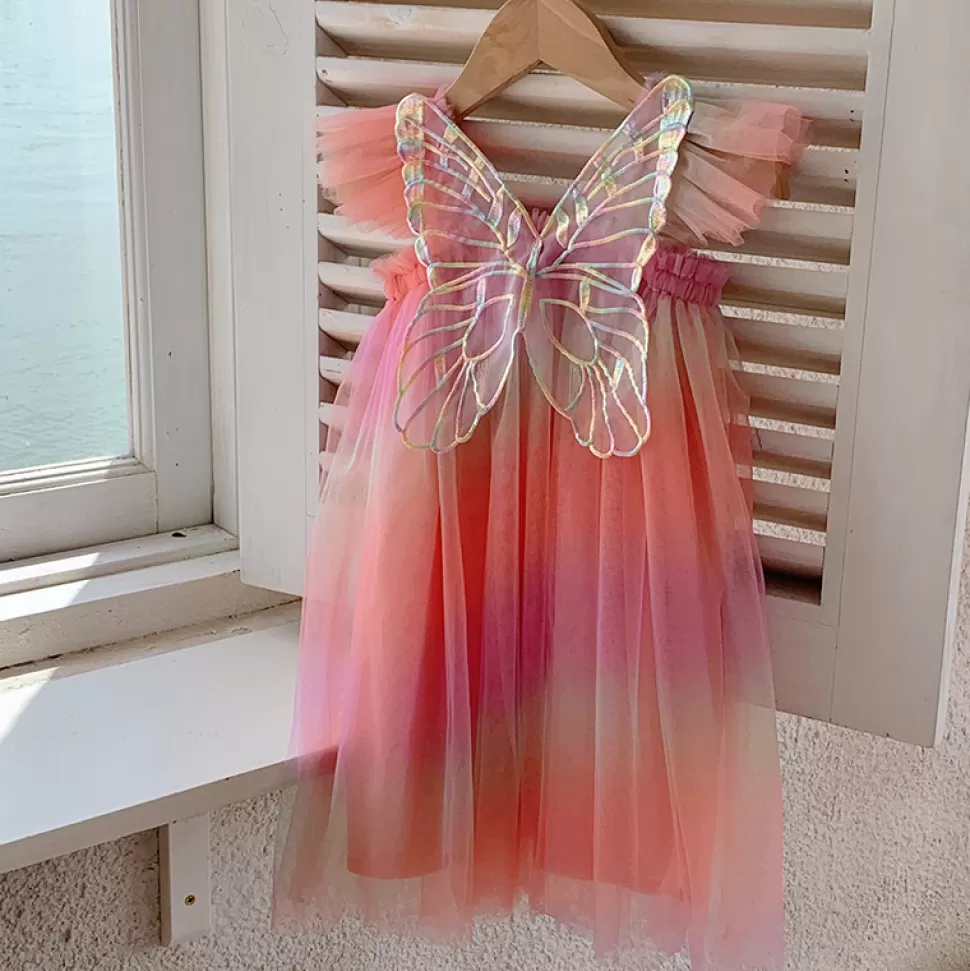 Shop Origami Doll Rainbow butterfly Tutu Dress - Pink