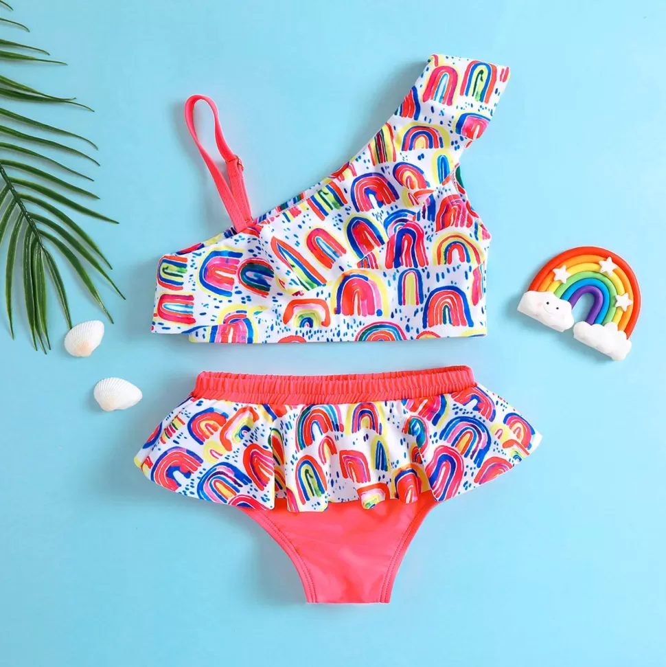 New Origami Doll Rainbow print kids 2 pcs swimsuit