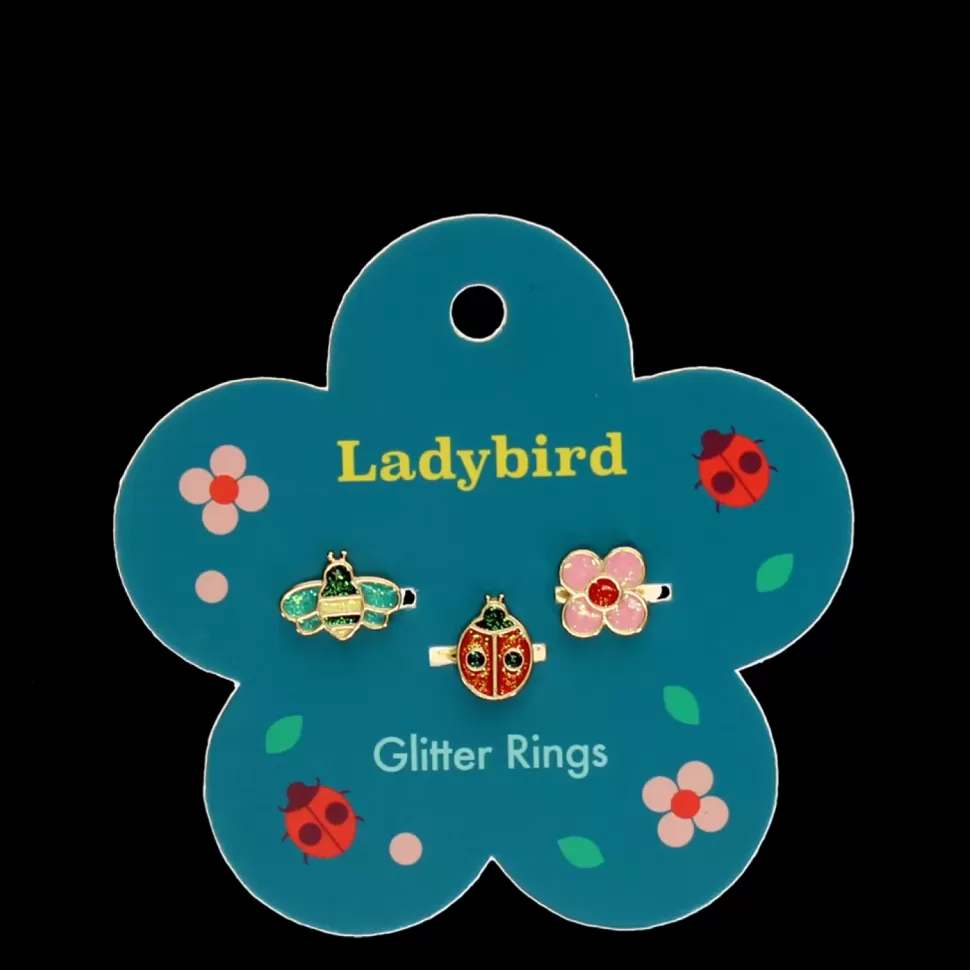 Discount Origami Doll Rex Glitter rings (set of 3) - Ladybird