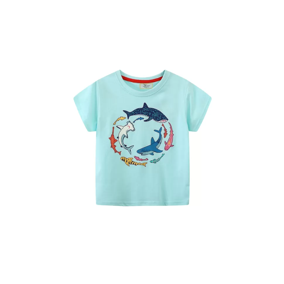 Best Sale Origami Doll Shark World glow in the dark kids tee