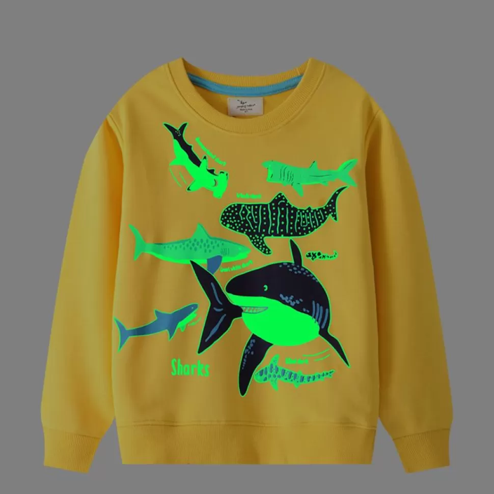 Hot Origami Doll Sharks glow in the dark pullover