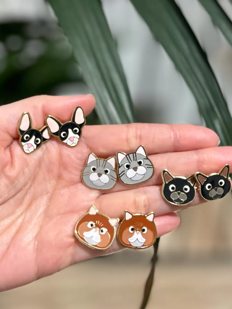 Cheap Origami Doll Short Hair Grey Cat Earring