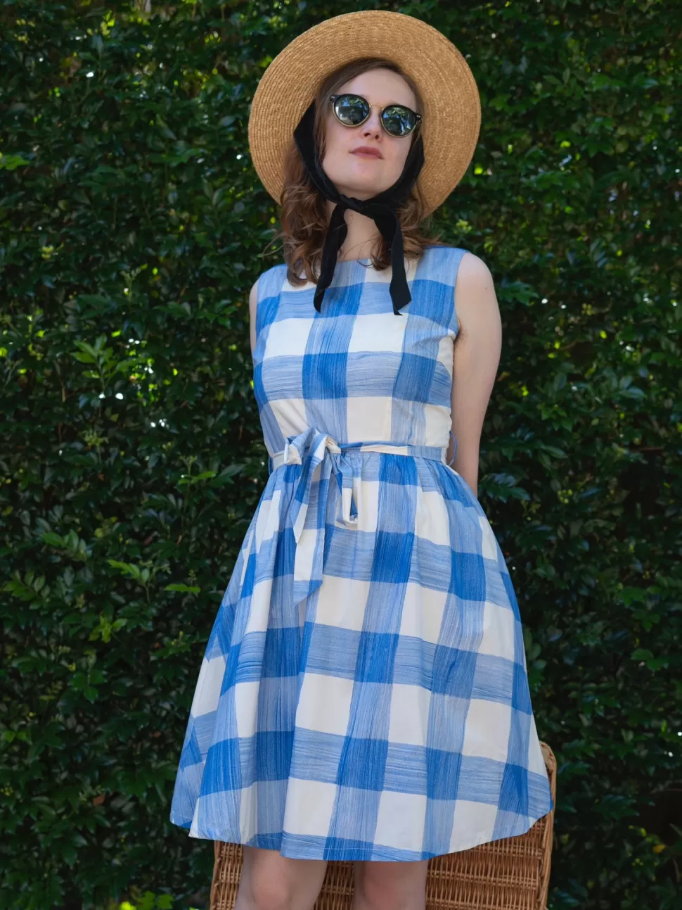 New Origami Doll Spring Blooming Dress - Blue Plaid (CLEARANCE SALE)